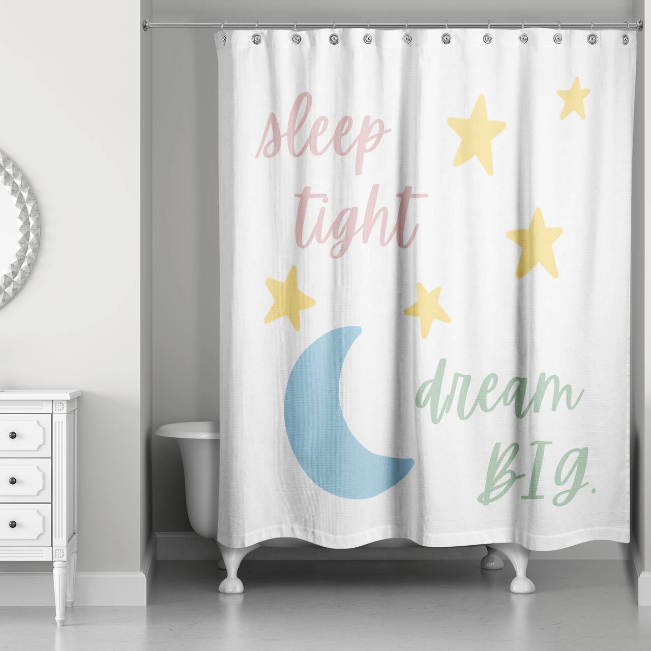 Sleep Tight Dream Big Distress 71" x 74" Shower Curtain